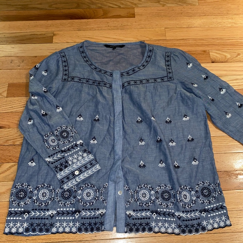Walter Baker Blue Embroidered Top